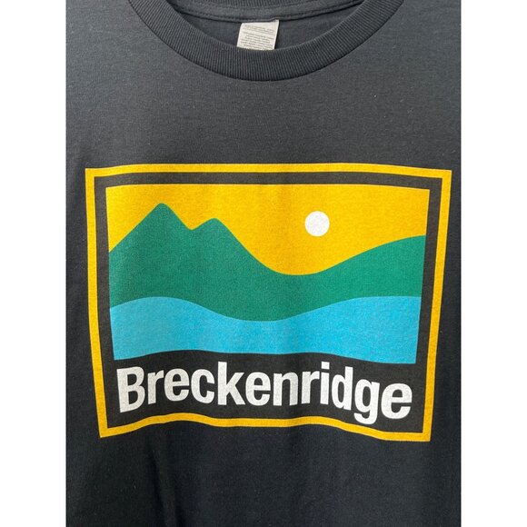 Gildan Breckenridge T-Shirt Size Medium Black Long Sleeve Graphic Design Cotton - Picture 3 of 5